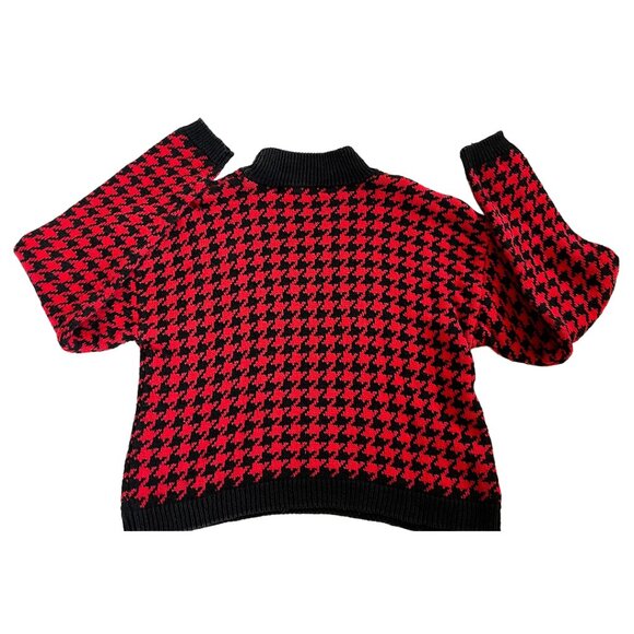 OnCall Houndstooth Mock Neck Sweater | Red & Black Vintage - Picture 3 of 8